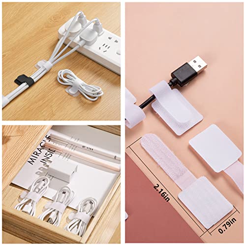 White Cable Management Organizer Kit 4 Cable Sleeve Split,47Cable Clips 12Cord Clips Holder,22 Cable Ties, 20 Adhesive Wall Cable Tie, 200Fasten Cable Ties for TV Electronics - size: 322 PCS
