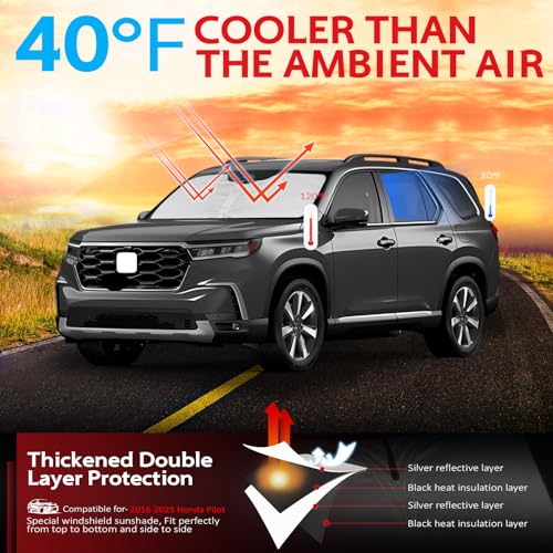 KAYZT Windshield Sun Shade for 2009-2015 Honda Pilot Foldable Sunshade Front Window Custom Fit Car Accessories - size: for 2009-2015 Pilot