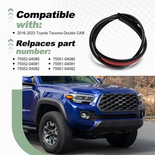1 Pair Roof Drip Molding Trim Weatherstrip Left and Right Compatible with 2016-2023 Toyota Tacoma Double CAB Replace 75552-04080 75552-04081 75552-04082 75551-04080 75551-04081 75551-04082