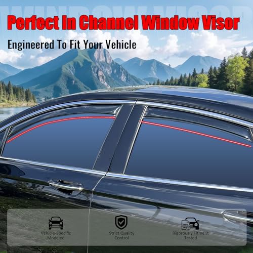 IKON MOTORSPORTS in Channel Window Visors Compatible with 2013-2020 Ford Fusion, Slim Style Acrylic Smoke Rain Guards, Side Window Wind Deflectors 4PCS