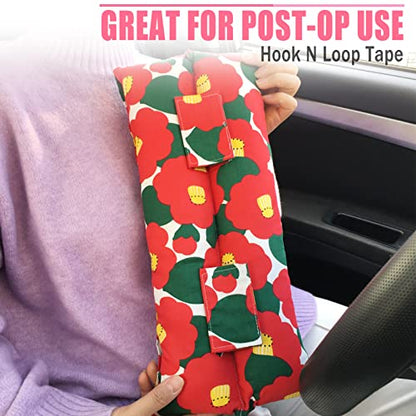 Hysterectomy Pillow Abdominal Post Surgery Pillows with Pocket Comfort for Ice Heat Packs Tummy Tuck Belly Incision Recovery Seatbelt Gifts Women Patients Red Flower - color: Red Flower