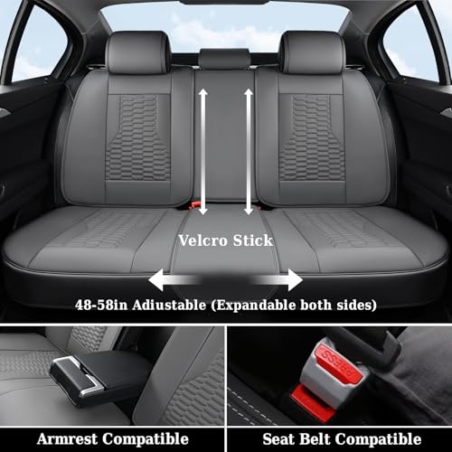 Coverado Seat Covers Full Set, Luxury Leather Car Seat Covers, Waterproof Automotive Car Seat Covers Universal Fit for Most Sedans, SUVs, Pick-up Trucks(Gray) - color: Gray, size: FullSet