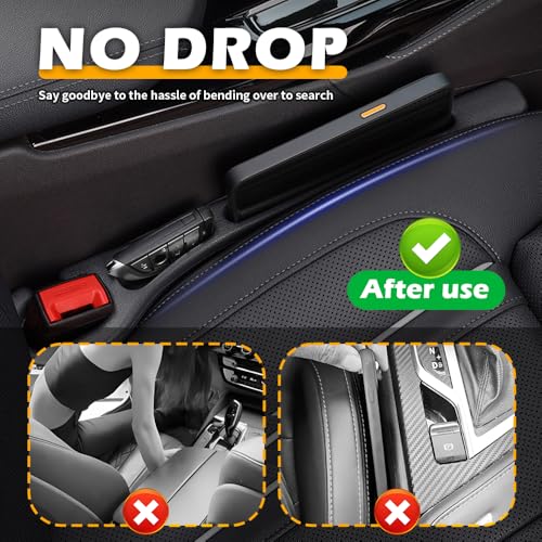 2PCS Car Seat Gap Filler Organizer with Car Brush Interior,No Drop Cars Seat Gap Plug with Storage Slot for Phones,Universal Cars Seats Gaps Filler Strip for Most Vehicles