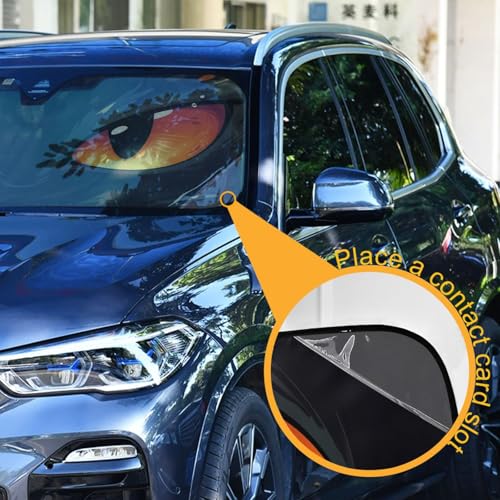 Windshield Sun Shade Red Evil Cat Eyes Front Window Block UV Shades Visor Reflective Retractable for Car SUV Trucks - color: B007