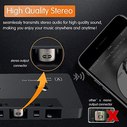 Arsvita Car Audio Bluetooth Cassette Receiver, Tape Player Bluetooth 5.0 Cassette Aux Adapter