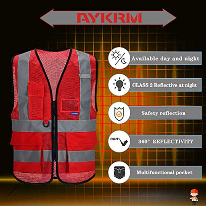 A-SAFETY Xsmall Red work vest class 2 - color: Red Mesh, size: X-Small