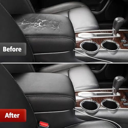 KBH Center Console Cover Replacement for Infiniti QX60 / JX35 & Nissan Pathfinder 2013-2020, Vinyl Leather, Car Armrest Upholstery, Anti-Scratch, Black-Gray Stitch - color: Black-Gray Stitch