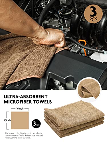 Fantasticlean 9PCS Car Interior Detailing Set, Microfiber Cloth & Applicator, Single-Head Detailing Brushes, Natural Bristles, Scratch-Free & Ultra-Soft for Seats Leather Care or Cleaning - size: IT-ACS01-NT