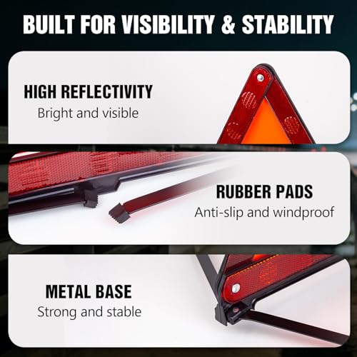 XOOL Emergency Warning Triangle Kit – Roadside Safety Kit with Reflective Warning Triangles, High-Visibility Safety Vests, Storage Bag & Gloves for Car Breakdowns & Emergencies - color: 5Pack-Safety Triangle Warning Kit