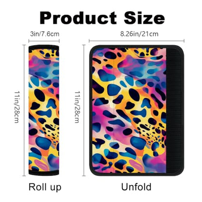 2Pcs Soft Auto Seat Belt Cover Pad Rainbow Leopard Print Car Seatbelt Shoulder Cushion for Comfortable Driving, Compatible with All Cars' Seatbelt and Backpack Straps - color: Texture