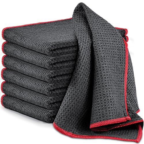 Airlab Microfiber Cleaning Cloth Waffle Weave Dust Rags for Household Kitchen Towel Absorbent Quick Drying Cleaning Rags Streak Free Lint Free, 6 Pack,12 x 12 Inches, Grey - color: Grey, Pack of 6