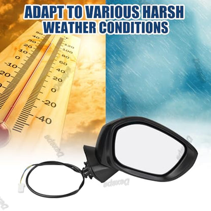 Passenger Side Mirror Assembly Compatible with Honda Civic 2022-2025 Non-heated Power Adjustable Glass Manual Folding Replace 76208T20A01 HO1321350 Black (3Pin Right) - style: 3pin Right