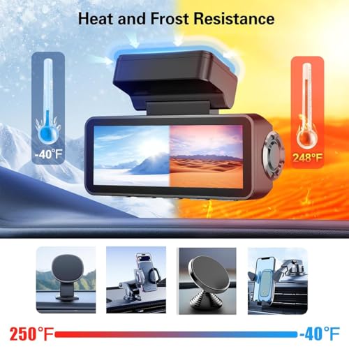 Double-Sided Adhesive Pads for Dash Cam Mount, 4PCS 2.84“ Square Heat Resistant Heavy Duty Sticky Pads for Car Windshield, Dashboard, GPS, EZ Pass and Camera Holders with 2 Adhesion Promoter