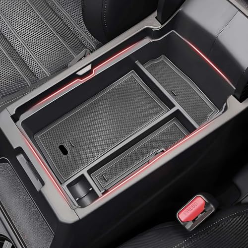 Autorder Center Console Organizer for 2023 2024 2025 2026 Honda CRV Accessories Center Console Storage Box Secondary Insert Tray Black & Red Non-Slip Silicone Mats - size: 2023+ CRV Armrest Organizer