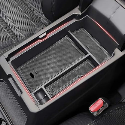 Autorder Center Console Organizer for 2023 2024 2025 2026 Honda CRV Accessories Center Console Storage Box Secondary Insert Tray Black & Red Non-Slip Silicone Mats - size: 2023+ CRV Armrest Organizer