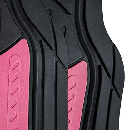 FH Group Monster Eye Full Set Rubber Floor Mats w. Trimmable Vinyl Trunk Liner/Cargo Mat Black- Fit Most Car, Truck, SUV, or Van (Pink/Black) F11313- F16403 - color: Pink /Black, style: Floor Mat + Cargo Mat Set