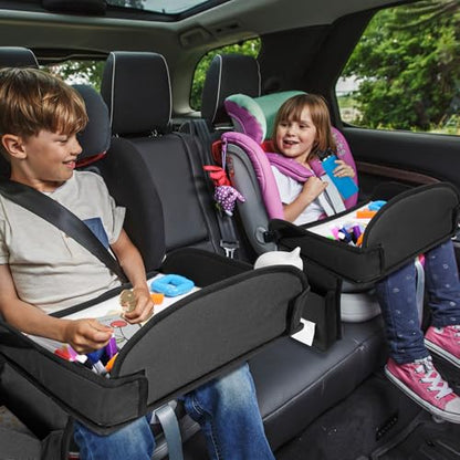 Kids Travel Tray for Car Seat, Toddler Road Trip Essentials With Drawing Kit, Travel Activities Must Haves (Black) - color: Black