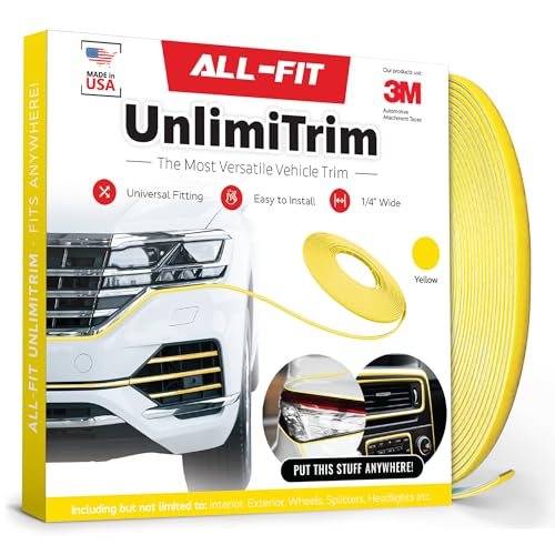All-Fit Automotive UnlimiTrim – Universal Decorative Exterior and Interior Trim – Easy-to-Install Anywhere Automotive Exterior Accessories (0.25” W x 120” L, Yellow) - color: Yellow