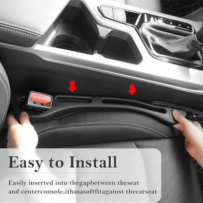 Car Seat Gap Filler 2-Pack, Universal Car Seat Gap Filler Organizer, Seat Gap Plug – Fills Gap Between Seat & Console (Premium Black) - color: Premium Black