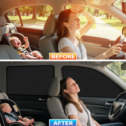 ZATOOTO Suede Car Window Shades 4PCS - Car Window Covers for Ultimate Privacy, UV Protection, and Heat Insulation, Side Window Sun Shade Perfect for Camping, Travel, Baby Safety, and Daily Use - color: Black Suede Flat–Full Set 4PCS