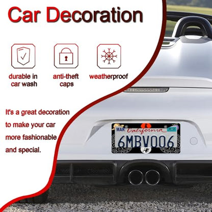 Anime one License Plate Frames，Anime Piece Car Accessories for Women & Men，Cute License Plate Holder，Aluminum License Plate Frame Fits Standard US Vehicles Size 12.2 x 6 Inch (Black-2pcs)