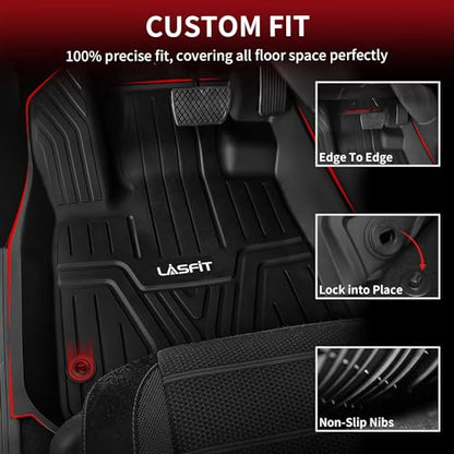LASFIT Floor Mats & Trunk Mat with Backrest Mat for Honda Pilot 2023-2025 2026, Split & One-Piece Foldable Seating All Weather TPE Floor Liners 1st & 2nd & 3rd Row & Cargo Mat with Seatback Mat, Black - style: 5）For Honda Pilot | ‎2023-2026 | Combo Set