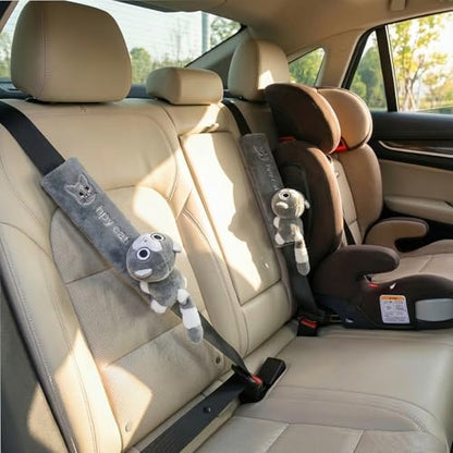 UNICOLD 2-Pack Ultra-Soft Short Plush Seatbelt Cover, Cute Animal Edition – Cloud-Like Shoulder Pad for a Comfy Ride for Adults & Kids (G-Kitten) - style: G-Kitten