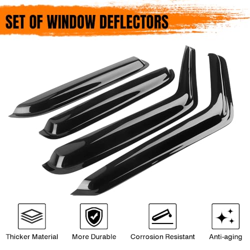 Tape on Window Visor Deflectors, Compatible with 1995-2005 GMC Jimmy Chevrolet Blazer 1996-2001 Oldsmobile Bravada 1998-2001 GMC Envoy, Acrylic Smoke Slim Style Window Rain Guards, Side Vent