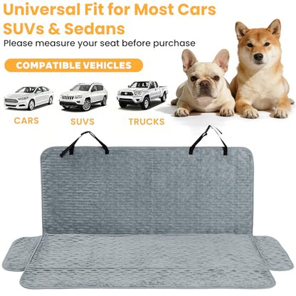 Dog Car Seat Cover for Front or Back Seat, Soft Flannel Pet Car Seat Protector with Waterproof Layer, Non-Slip Washable Dog Car Bed Mat for Travel (Bluegrey Back Seat) - size: BlueGrey Back Seat