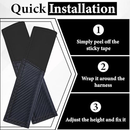 ecocstm 2 PCS Car Seat Belt Cover Pad, Carbon Fiber Safety Seatbelt Shoulder Strap Covers, Breathable Leather Soft Harness Pad, Interior Car Accessories, Universal for SUV, Truck, RV (Black - color: Black