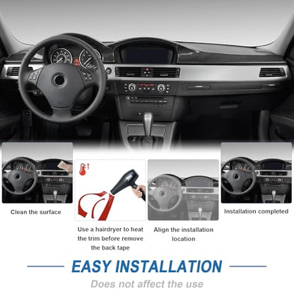Real Carbon Fiber Dashboard Panel Trim Compatible with BMW BMW 3 Series E90 E92 E93 2006-2013, Car Interior Accessories for 325i, 328i, 330i, 335i - color: Style 3