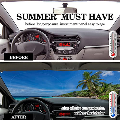 Windshield Sun Shade Foldable Car Front Window Covers for Car Accessories Sun Heat UV Rays Visor Protector Protection for Universal Cars SUV Truck(Beach) - style: Beach