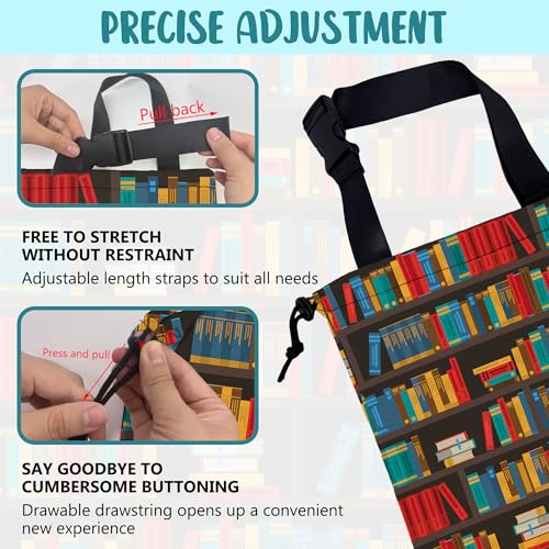 Car Garbage Bag Colorful Bookshelves Library Drawstring Car Trash Bag Hanging for Back Seat with Adjustable Buckle Canvas Vehicle Trash Can Easy-to-Install - color: Colorful Bookshelves Library