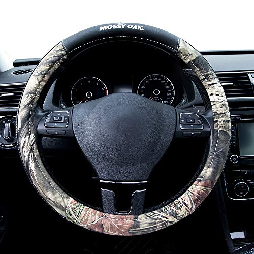 Mossy Oak Camo Steering Wheel Cover, Universal 15 inch - Made with Premium PVC Leather and Cotton Fabric - Official Licensed Product - color: Cotton Steering Wheel Cover