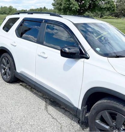 2023-2026 Tape-On Rain Guards for Honda Pilot Side Window Deflector Visors LX Sport EX-L TrailSport Touring Elite Smoke Tinted Vent Shades 2024 2025 - size: For Honda Pilot 2023-2026
