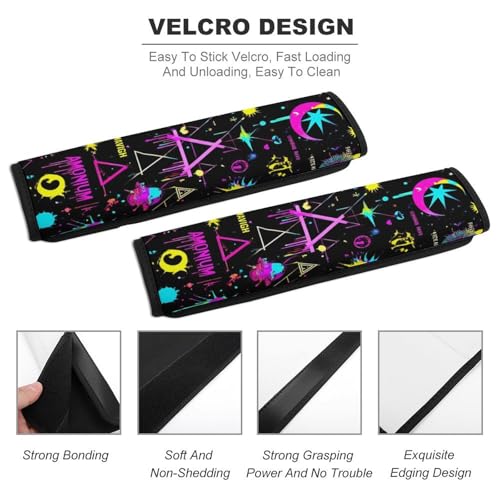Comfortable Cushion Pad Car Shoulder Strap Harness Pad, Magical Bright Alchemical Cosmic Goth Trippy Purple Sun Moon Art Witchcraft 2PCS Car Belt Covers - color: Color857