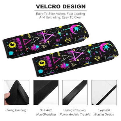 Comfortable Cushion Pad Car Shoulder Strap Harness Pad, Magical Bright Alchemical Cosmic Goth Trippy Purple Sun Moon Art Witchcraft 2PCS Car Belt Covers - color: Color857