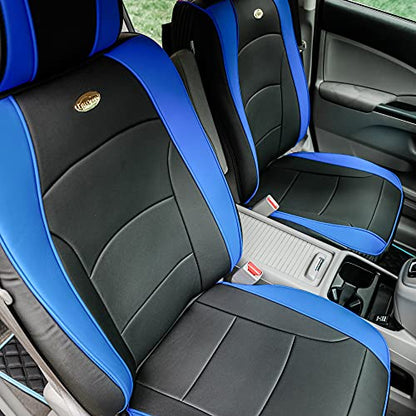 FH Group Front Set Faux Leather Car Seat Cushions, - 2 Pack Seat Covers for Cars Trucks SUV, Waterproof, Universal Fit Seat protector, Blue - color: Blue, style: Front Set