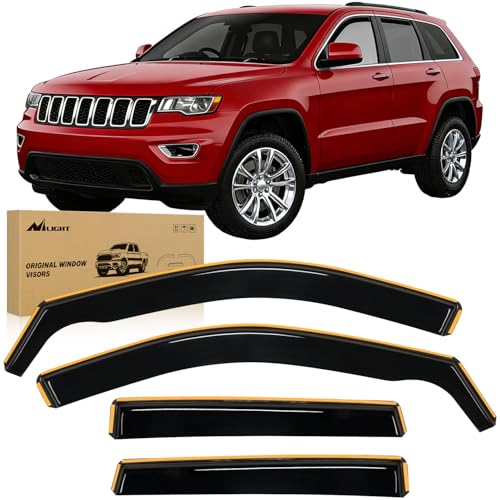 Nilight in Channel Rain Guards for Jeep Grand Cherokee 2011 2012 2013 2014 2015 2016 2017 2018 2019 2020 Vent Window Visors-4pcs - size: Grand Cherokee 2011-2020