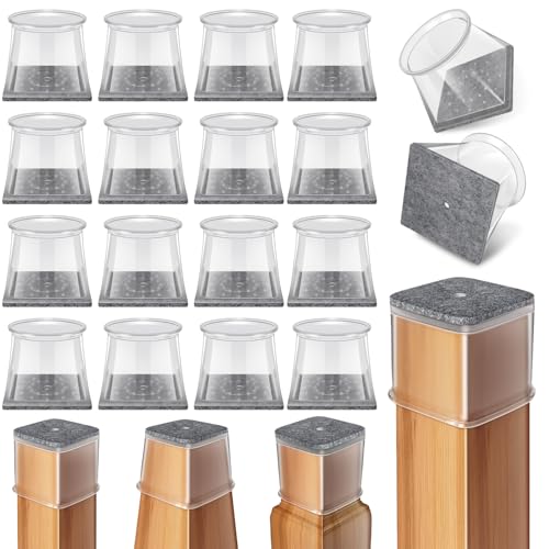 Ansible 24 Pcs Chair Leg Floor Protectors Square, Silicone Felt Furniture Leg Pads Caps Covers for Hardwood Floors (Fit:1-1/2" to 1-7/8") - color: Clear, size: Square XL