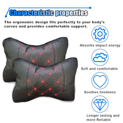 BDZMC 1PCS Car Neck Pillow, Breathable Car Head Neck Rest Cushion, Soft Pillow for Relieving Stiffness, Comfort Car Seat Neck Support Pillow (Black/Red) - color: Black/Red