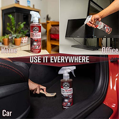 Chemical Guys Total Interior Cleaner & Protectant 128 oz Black Cherry Scent All-in-One Interior Cleaner for Leather, Vinyl, Plastic, Glass, Carpet & More Residue-Free Finish - size: 128 Fl Oz (Pack of 1), style: Black Cherry