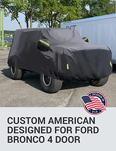 Proadsy Car Cover Compatible with Ford Bronco 4 Door 2021-2024 2025 2026 Windproof All Weather Waterproof Sun Rain UV Dust Snow Protection Outdoor Covers - size: Ford Bronco 4 Door