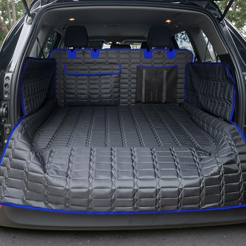 Reliadura SUV Cargo Liner for Dogs, Waterproof Pet Trunk Cover with Bumper Flap Protector, Non-Slip Scratchproof, Non-Slip Dog Seat Mat for SUVs, Large Size Cargo Liner Universal Fit Blue - color: Blue