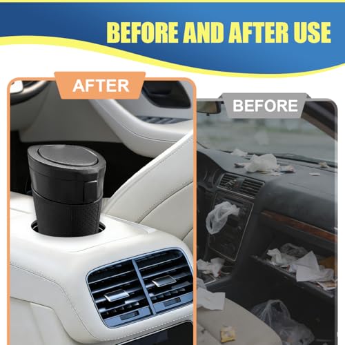 Car Cup Holder Trash Can with Lid, Leakproof Mini Auto Side Door Garbage Bin with Storage Bag, Universal Vehicle Interior Organizer Accessories for SUV, Sedan, Truck, Home, Office(Black-2PCS) - size: Black-2PCS