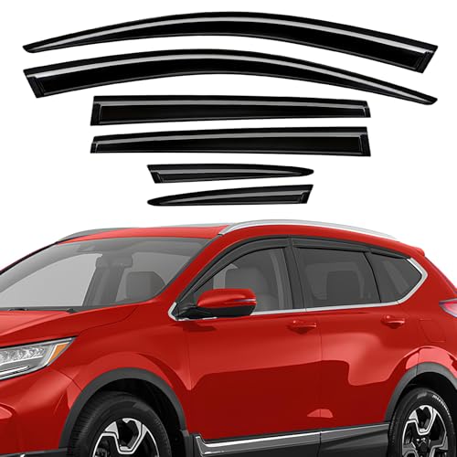 Rain Guards Compatible with Honda CR-V 2017 2018 2019 2020 2021 2022, Tape-on Durable Side Window Sun Wind Deflectors, 2017-2022 CRV Rain Guard Black 6 PCS - size: Fit for Honda CR-V 2017-2022