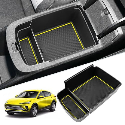 SKTU for 2024 2025 2026 Buick Envista Accessories Center Console Organizer 2024 2025 2026 Envista Console Tray 2024 2025 2026 Envista Armrest Box Envista Tray with Sunglasses Holder (Yellow) - color: 2024-2026 Envista Yellow