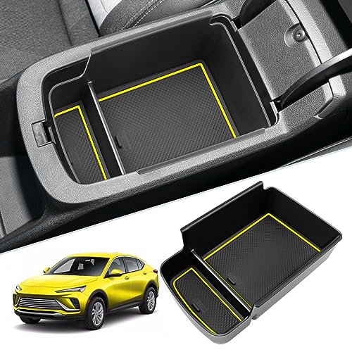 SKTU for 2024 2025 2026 Buick Envista Accessories Center Console Organizer 2024 2025 2026 Envista Console Tray 2024 2025 2026 Envista Armrest Box Envista Tray with Sunglasses Holder (Yellow) - color: 2024-2026 Envista Yellow