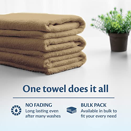 Car Care Essentials Wash Dry and Detail Towels, Set of 12, Beige, 100% Ring Spun Cotton, 16” X 27”, 4.25 lbs. per dz. Heavy Thick, Premium Multi-Purpose Towels - color: Beige
