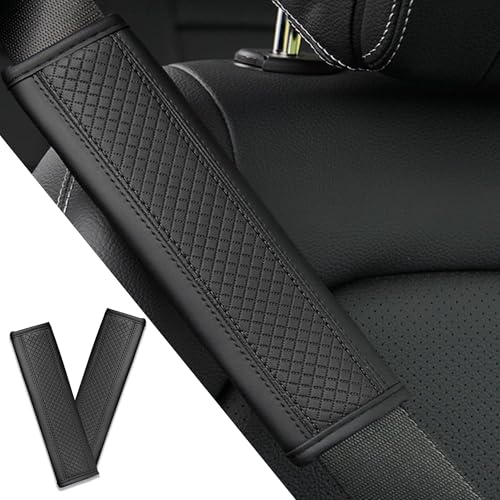 2PCS Car Seat Belt Cover, Soft Shoulder Strap Covers Harness Pads, Safety Leather Seatbelt Comfort Driving Cushion Protect Your Shoulder and Neck Universal for Car, SUV,Truck (Black) - color: Black